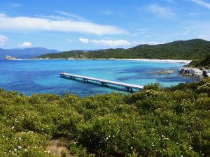 Seelenreise Korsika Meer mit Steg